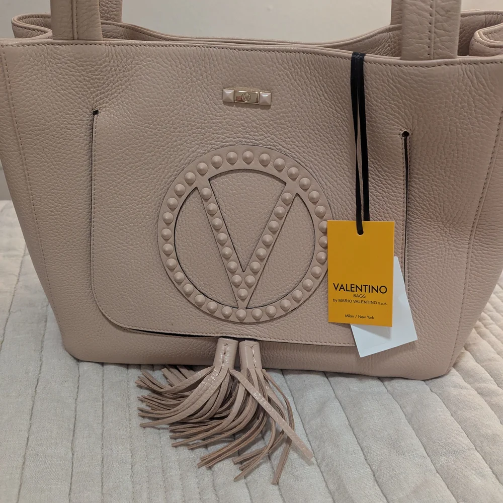 Valentino By Mario Valentino Rock Estelle Leather Tote Bag Pink - Picture 3 of 8